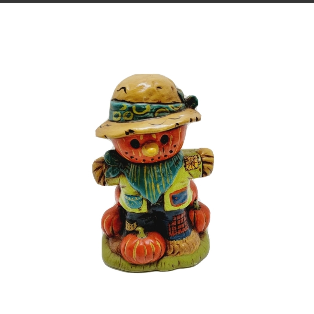 Vintage Ceramic Mold Signed Oct 1973 Halloween Pumpkin Jack-o-Lantern Scarecrow